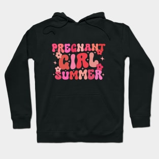 Groovy Pregnant Girl Summer Summer Pregnancy Announcement Hoodie